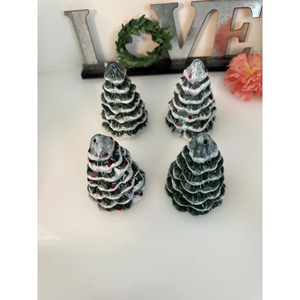 Vintage Snowy Evergreen Ceramic 4